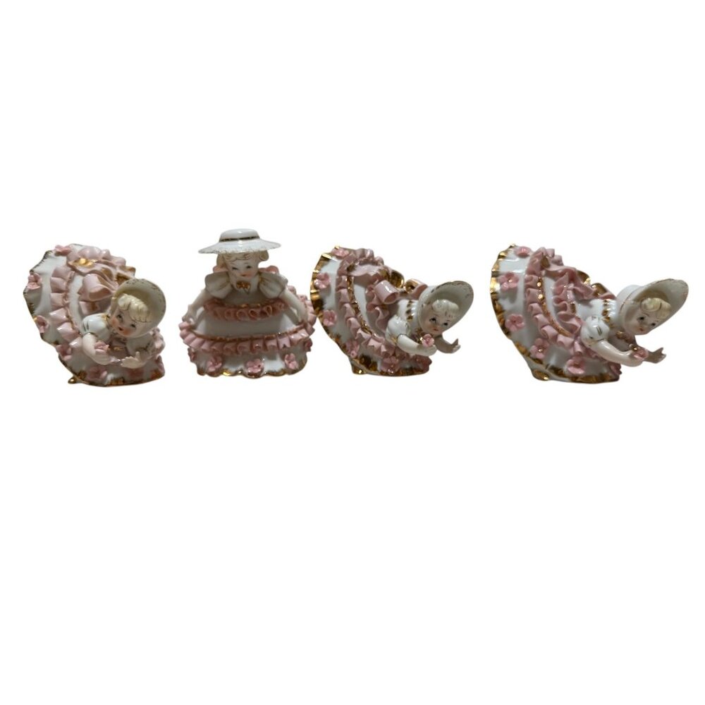 Vintage Lefton Porcelain Southern Belle Bloomer Girl Figurines Set of 4 Japan